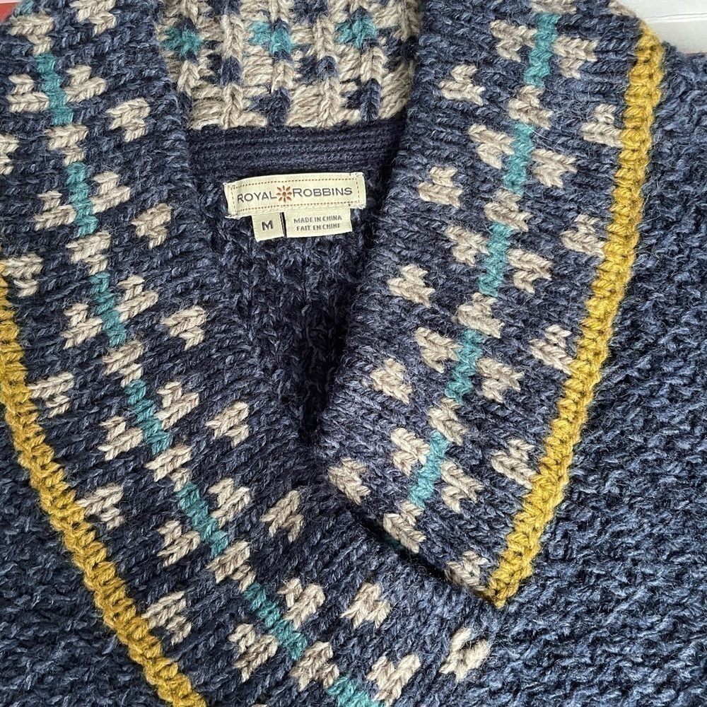 ROYAL robbins long sleeve v-neck sweater blue M - Picture 3 of 6